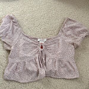 Reformation Dusty Pink Printed Babydoll Crop Top